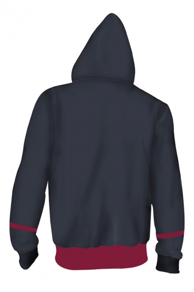Popular Hoodie 3D Logo Printed Zipper up Long Sleeve Pocket Drawstring Fitted Hooded Sweatshirt for Men