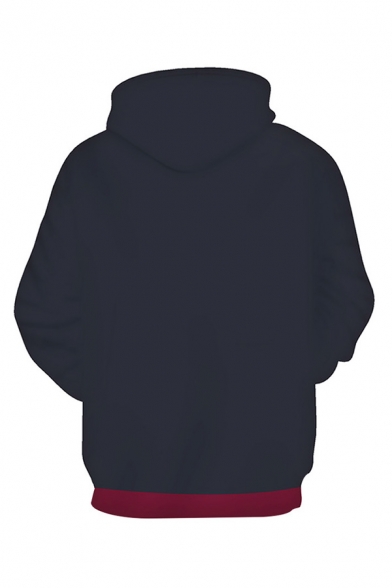 Cool Mens 3D Hoodie Logo Button Pattern Drawstring Kangaroo Pocket Fitted Long Sleeve Hoodie