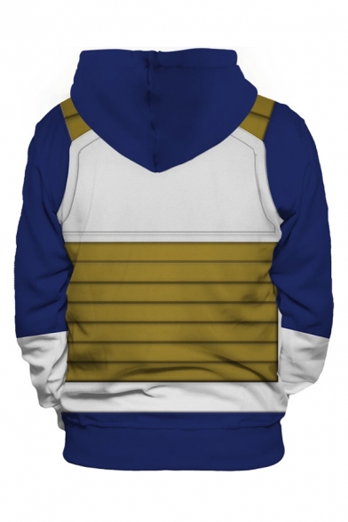 Popular Mens 3D Hooded Sweatshirt Armour Pattern Long Sleeve Pocket Drawstring Regular Fitted Hoodie in Blue