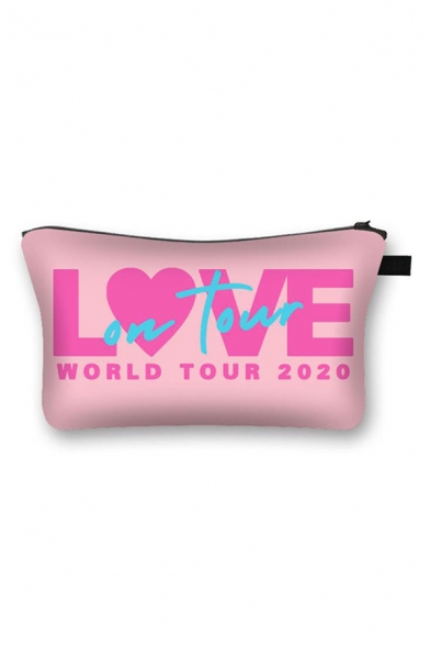 Pretty Letter Love On Tour World Tour 2020 Print Cosmetic Bag in Pink