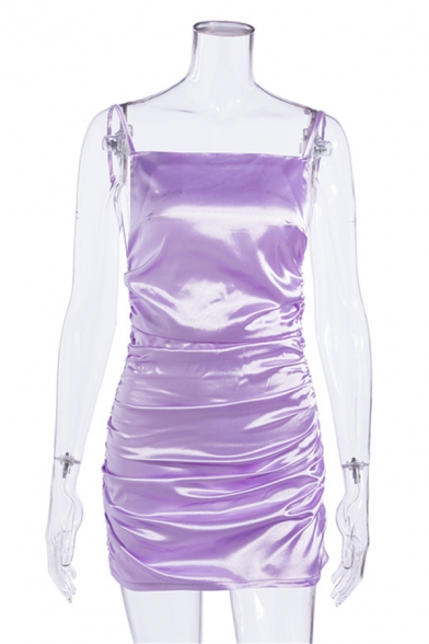 Womens Hot Popular Shiny Metallic Clubwear Bodycon Mini Cami Dress