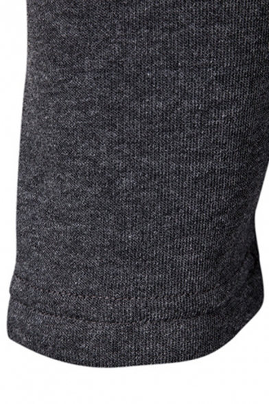 Chic Hoodie Plain Drawstring Asymmetrical Hem Zip Pocket Regular Fitted Long Sleeve Hoodie for Men