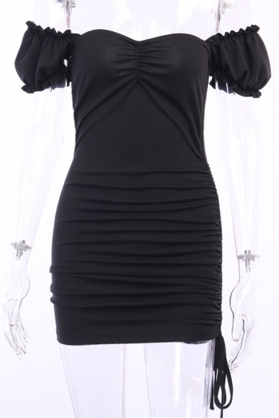Ladies New Stylish Black Plain Stringy Selvedge Straps Mini Bodycon Slip Dress
