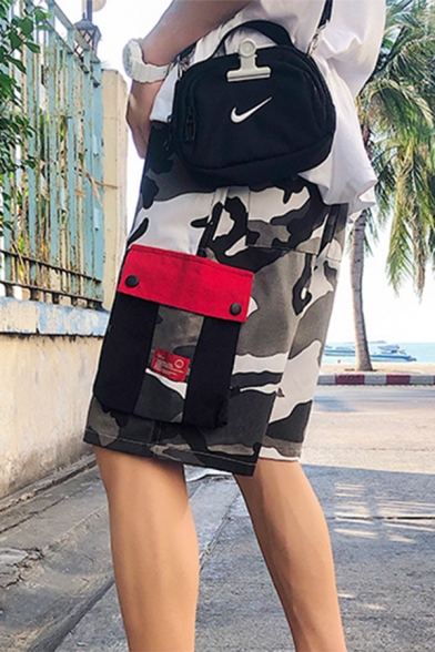 New Stylish Guys Street Fashion Drawstring Waist Camo Print Cotton Loose Cargo Shorts