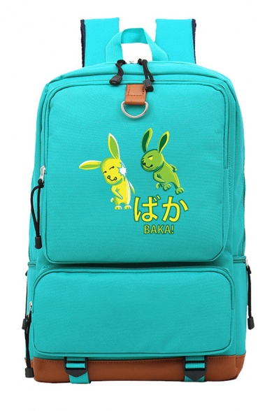 Students Lovely Japanese Letter Cat Graphic Utility Contrasted Large Capacity Backpack