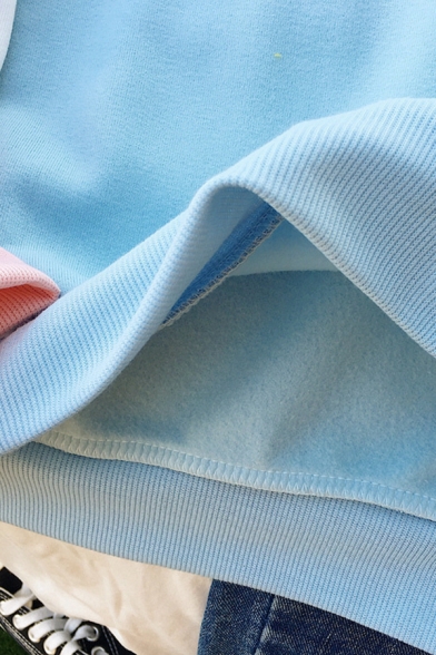 Womens Casual Sweatshirt Colorblock Wing Printed Loose Fitted Long Sleeve Pullover Sweatshirt