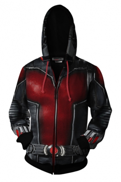 New Stylish Cosplay Costume Zip Up Black and Red Hoodie