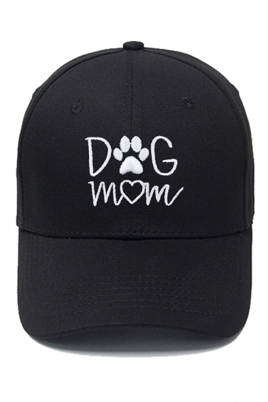 Cap Creative Footprint Heart Letter Dog Mom Embroidered Adjustable Metal Buckle Cap