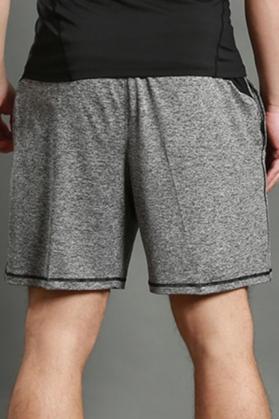 Basic Mens Shorts Air Mesh Patchwork Regular Fitted Drawstring Waist Knee-Length Sport Shorts with Pockets