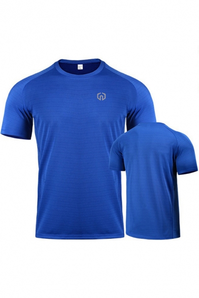 Vintage Mens T-Shirt Air Mesh Breathable Slim Fitted Round Neck Short Sleeve Quick-Dry T-Shirt