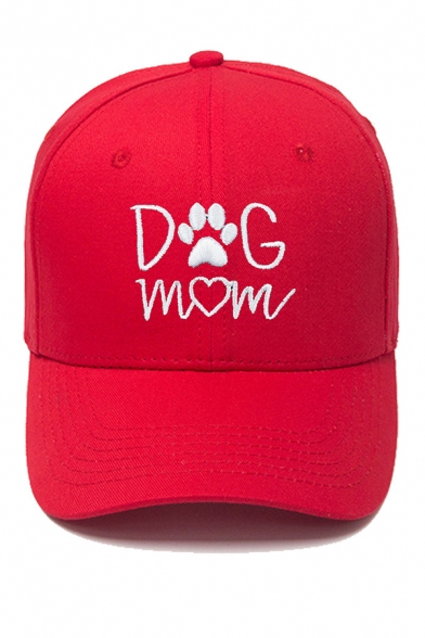 Cap Creative Footprint Heart Letter Dog Mom Embroidered Adjustable Metal Buckle Cap