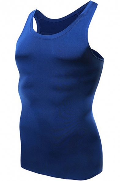 Cool Mens Tank Top Plain Air Mesh Scoop Neck Sleeveless Skinny Fitted Quick-Dry Tank Top