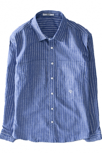 Mens Shirt Unique Pinstripe Pattern Purified Cotton Button up Spread Collar Long Sleeve Regular Fit Shirt