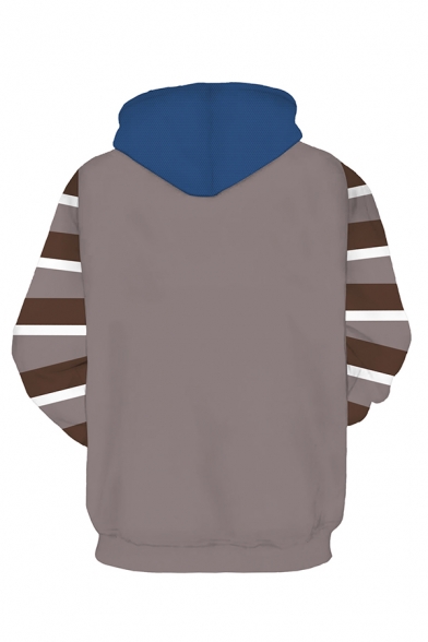 Classic Mens Hoodie Color Block Stripe Pattern Drawstring Kangaroo Pocket Slim Fitted Long Sleeve Hoodie