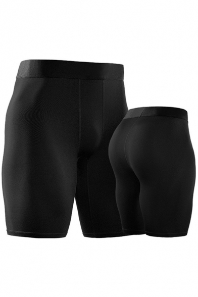 Mens Shorts Unique Contrast Elastic Waistband Quick-Dry Stretch Skinny Fitted Sport Shorts