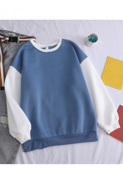 Fancy Letter LOVER LOSER Color Block Long Sleeve Oversized Casual Pullover Sweatshirt