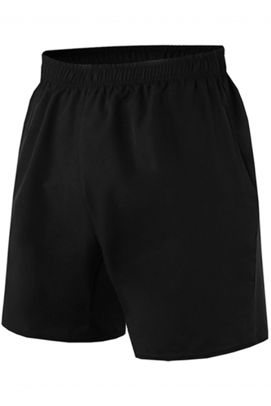 Mens Shorts Unique Solid Color Regular Fitted Elastic Waist Quick-Dry Sport Shorts with Pockets