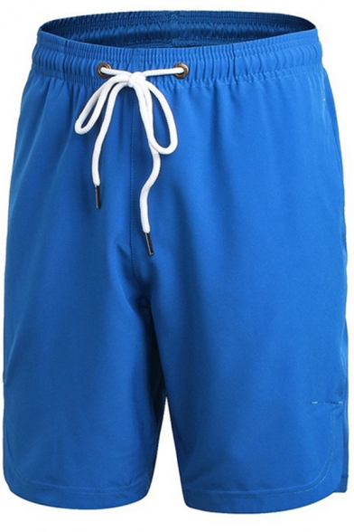 Retro Mens Shorts Plain Regular Fitted Drawstring Waist Quick-Dry Sport Shorts