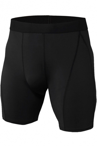 Mens Shorts Chic Contrasted Topstitching Quick-Dry Stretch Skinny Fitted Sport Shorts