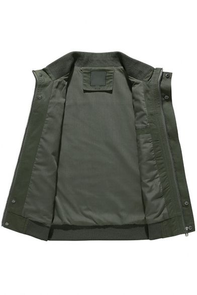 Mens Jacket Unique Letter Embroidered Epaulets Flap Chest Pockets Zipper up Turn-down Collar Long Sleeve Regular Fit Work Jacket