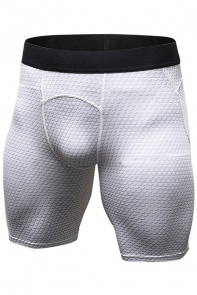 Mens Shorts Simple 3D Geometric Print Flatlock Seam Skinny Fitted Stretch Quick-Dry Sport Shorts