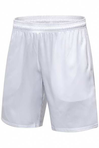 Mens Shorts Creative Solid Color Breathable Quick-Dry Regular Fitted Straight Sport Shorts