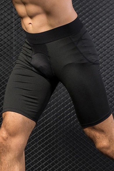 Classic Mens Shorts Contrast-Waistband Flatlock Stitching Air Mesh Quick-Dry Stretch Skinny Fitted Sport Shorts