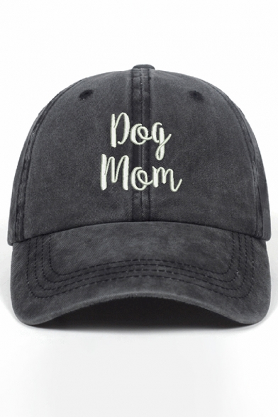 Unisex Baseball Cap Letter Dog Mom Embroidery Washed Cotton Adjustable Buckle Cap
