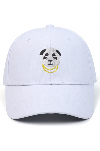 Baseball Cap Chic Panda Necklace Embroidery Purified Cotton Adjustable Metal Buckle Baseball Cap