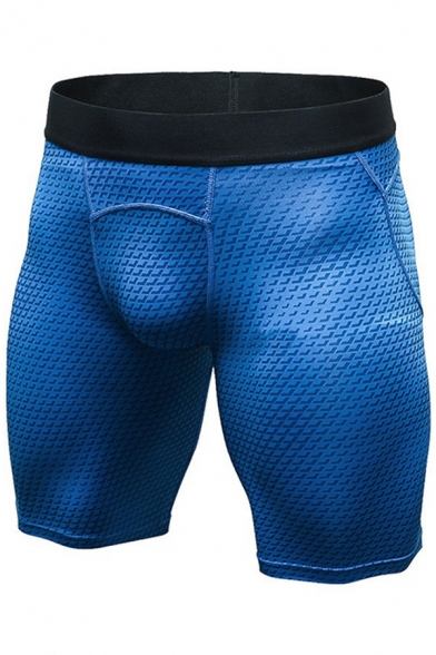 Mens Shorts Simple 3D Geometric Print Flatlock Seam Skinny Fitted Stretch Quick-Dry Sport Shorts