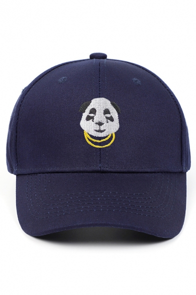 Baseball Cap Chic Panda Necklace Embroidery Purified Cotton Adjustable Metal Buckle Baseball Cap