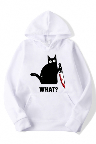

Classic Womens Hoodie Cat Knife Letter What Pattern Kangaroo Pocket Drawstring Long Sleeve Relaxed Fitted Hoodie, Black;blue;orange;pink;red;white;yellow;grey, LC706132