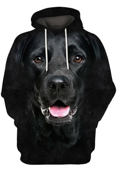 Mens Hoodie Unique 3D Dog Print Drawstring Regular Fit Long Sleeve Hooded Sweatshirt