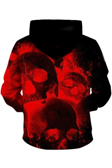 New Fashion Halloween Blood Face 3D Printed Black Long Sleeve Drawstring Pullover Hoodie