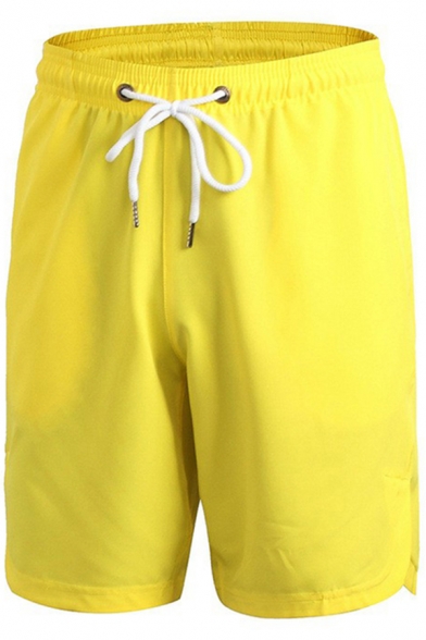 Retro Mens Shorts Plain Regular Fitted Drawstring Waist Quick-Dry Sport Shorts