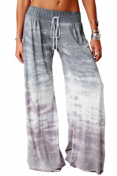 Casual Pants Tie Dye Pattern Drawstring Waist Elasticated Pants for Women