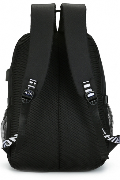 Trendy Backpack Graphic Slogan Pattern Color Block Zip Pocket USB Charging Backpack School Bag