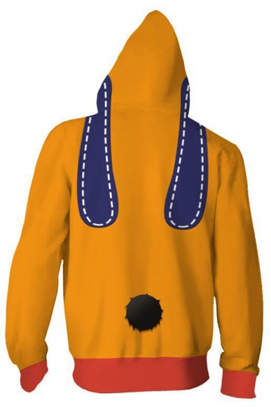 Mens Hoodie Chic Color Block Dotted-Line Pattern 3D Cosplay Hazbin Hotel Zipper up Drawstring Long Sleeve Slim Fit Hooded Sweatshirt