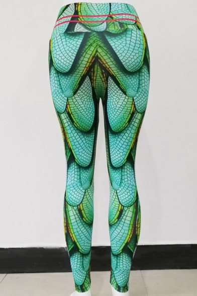 Unique Womens Geometric Stripe 3D Pattern High Rise Full Length Absorb Sweat Skinny Fitness Leggings