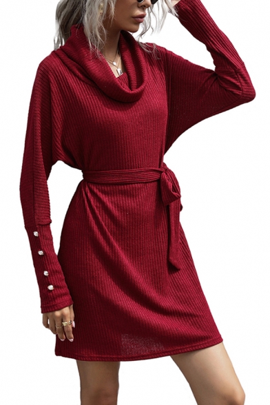 Sexy Womens Sweater Dress Solid Color ...