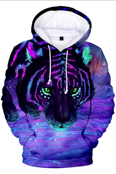 Fabulous Tiger Pool Printed Long Sleeves Pullover Hoodie with Pocket