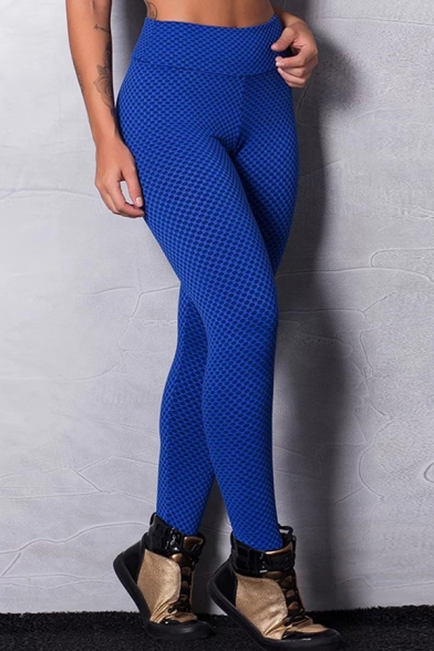 Fancy Women's Leggings Geometric Printed Color Block High Rise Lift the Hips Skinny Fitness Leggings