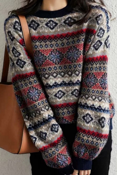 printed pullover sweater