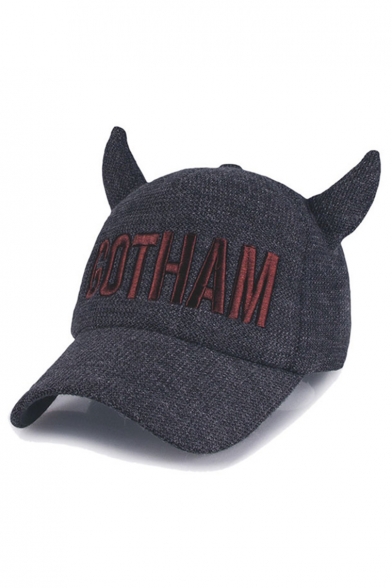 New Letter Embroidered Peaked Cap with Demon Horn
