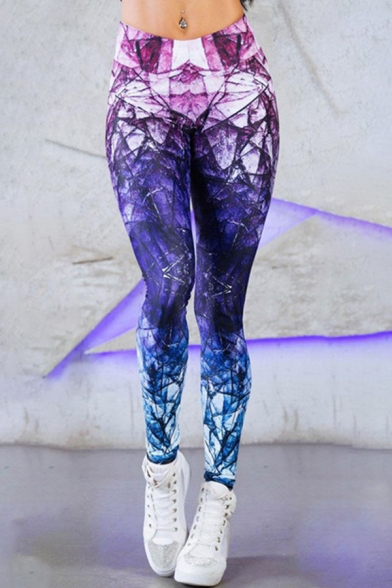 Elegant Women's Leggings 3D All over Geometric Print Quick Dry High Waist Mid-Rise Ankle Length Slim Fitted Leggings