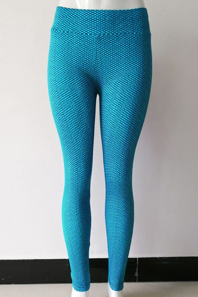 Fancy Women's Leggings Geometric Printed Color Block High Rise Lift the Hips Skinny Fitness Leggings