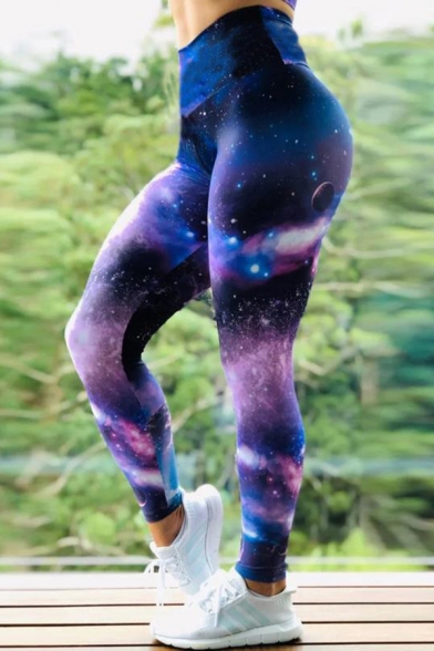 Cool Women's Leggings Galaxy 3D Pattern High Rise Elasticity Lift the Hips Fitted Super Soft Yoga Leggings