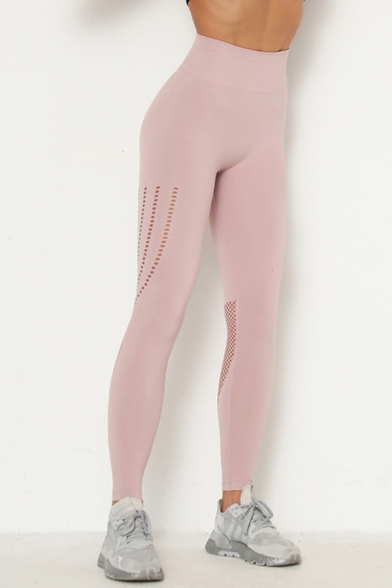 Fancy Women's Leggings Contrast Panel Elasticity Ankle Length High Waist Skinny Leggings