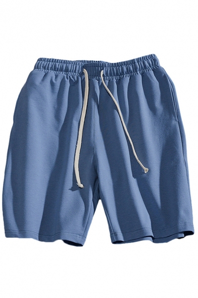 Classic Mens Shorts Side Seam Pockets Regular Fitted Drawstring Waist Knee-Length Sport Shorts