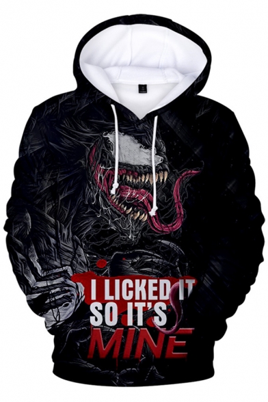 Letter I LICKED IT SO IT'S MINE 3D Printed Black Long Sleeve Pullover Hoodie
